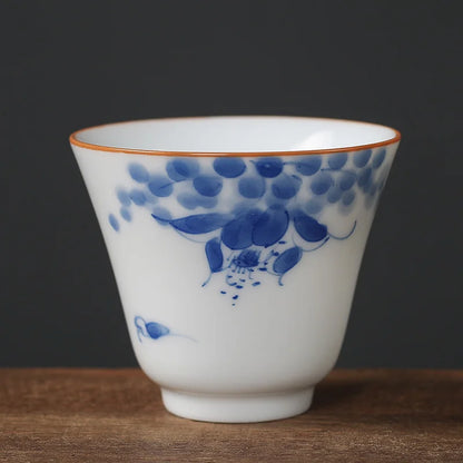 1pc Chinese Jingdezhen Handmade Porcelain Tea Cup Household Hand-painted Flower Teacup Ceramic Master Cup Personal Tea Sets