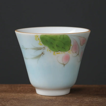 1pc Chinese Jingdezhen Handmade Porcelain Tea Cup Household Hand-painted Flower Teacup Ceramic Master Cup Personal Tea Sets