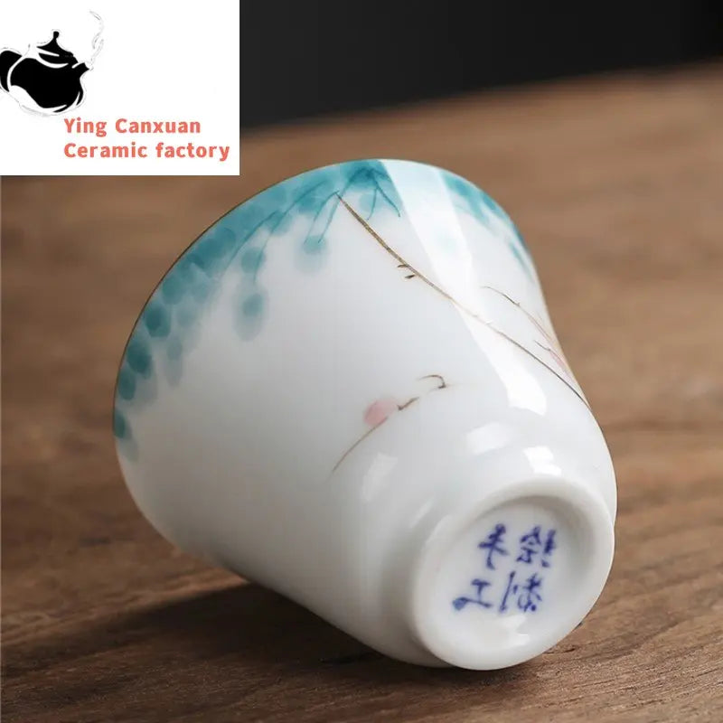 1pc Chinese Jingdezhen Handmade Porcelain Tea Cup Household Hand-painted Flower Teacup Ceramic Master Cup Personal Tea Sets
