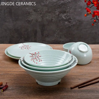 1pc Chinese Not Easily Broken Plastic Dinner Plates Household Melamine Tableware Dishes Plate Ramen Bowl Kitchen Accessories