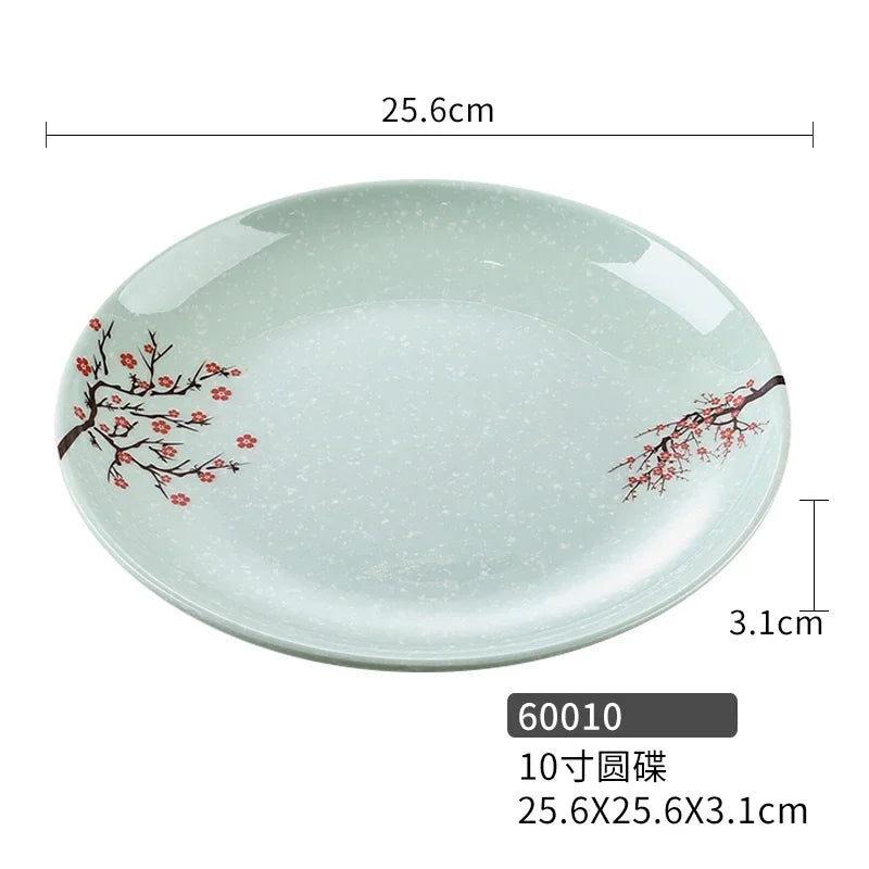 1pc Chinese Not Easily Broken Plastic Dinner Plates Household Melamine Tableware Dishes Plate Ramen Bowl Kitchen Accessories