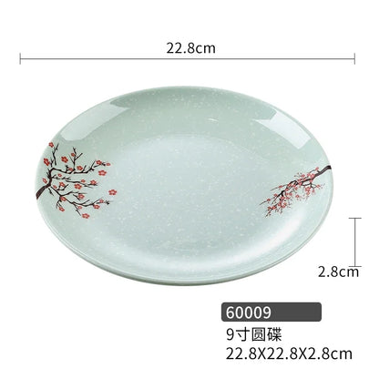 1pc Chinese Not Easily Broken Plastic Dinner Plates Household Melamine Tableware Dishes Plate Ramen Bowl Kitchen Accessories