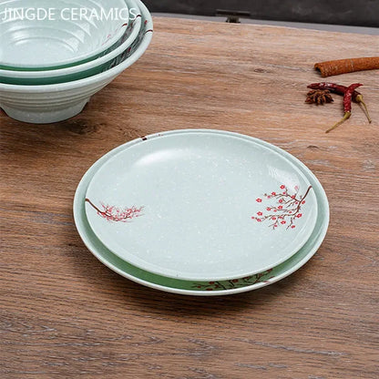1pc Chinese Not Easily Broken Plastic Dinner Plates Household Melamine Tableware Dishes Plate Ramen Bowl Kitchen Accessories