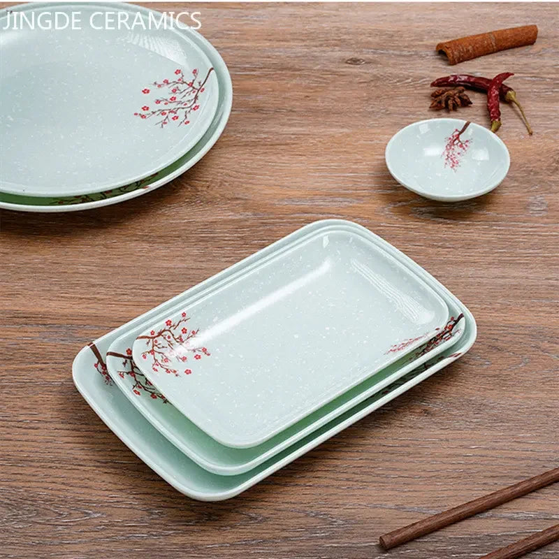 1pc Chinese Not Easily Broken Plastic Dinner Plates Household Melamine Tableware Dishes Plate Ramen Bowl Kitchen Accessories