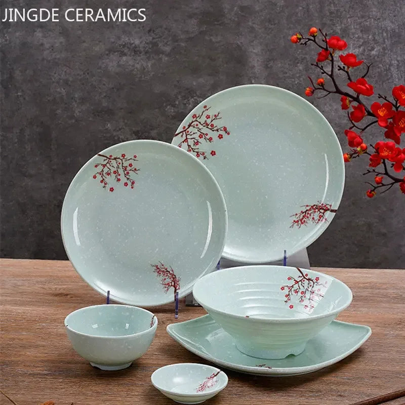 1pc Chinese Not Easily Broken Plastic Dinner Plates Household Melamine Tableware Dishes Plate Ramen Bowl Kitchen Accessories