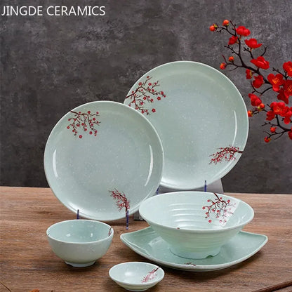 1pc Chinese Not Easily Broken Plastic Dinner Plates Household Melamine Tableware Dishes Plate Ramen Bowl Kitchen Accessories