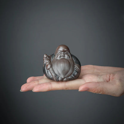 1pc Chinese Purple Clay Tea Pet Longevity Immortal Shape Statue Ornament Boutique Oolong Tea Accessories Household Decoration