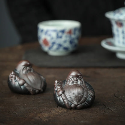 1pc Chinese Purple Clay Tea Pet Longevity Immortal Shape Statue Ornament Boutique Oolong Tea Accessories Household Decoration