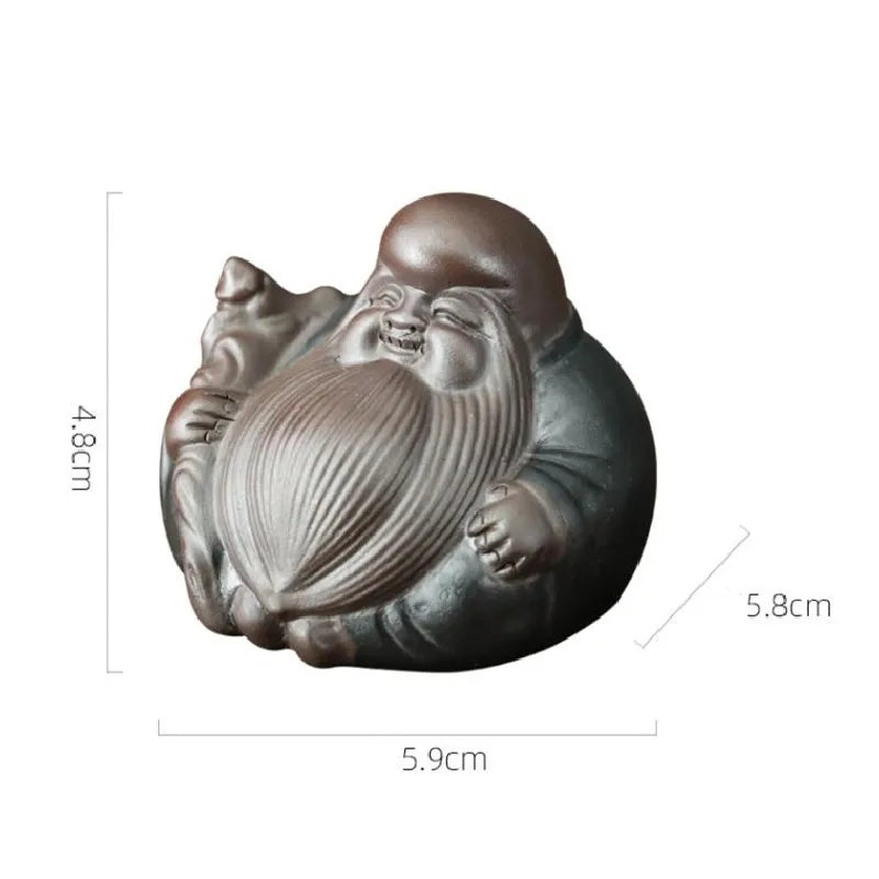 1pc Chinese Purple Clay Tea Pet Longevity Immortal Shape Statue Ornament Boutique Oolong Tea Accessories Household Decoration