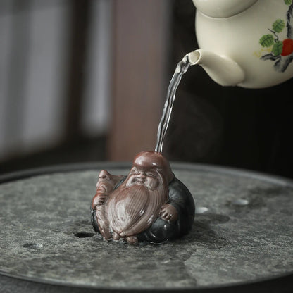 1pc Chinese Purple Clay Tea Pet Longevity Immortal Shape Statue Ornament Boutique Oolong Tea Accessories Household Decoration