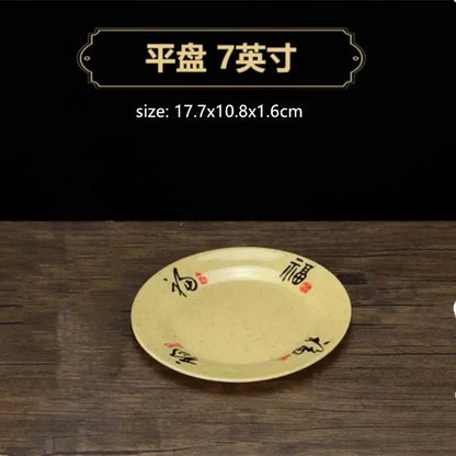 1pc Chinese Style Melamine Plate Not Easily Broken Plastic Dinner Plates Noodle Bowl Household Tableware Kitchen Accessories