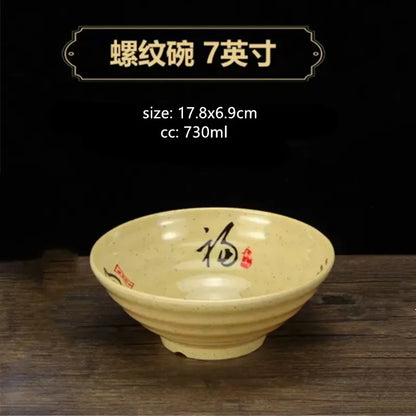 1pc Chinese Style Melamine Plate Not Easily Broken Plastic Dinner Plates Noodle Bowl Household Tableware Kitchen Accessories