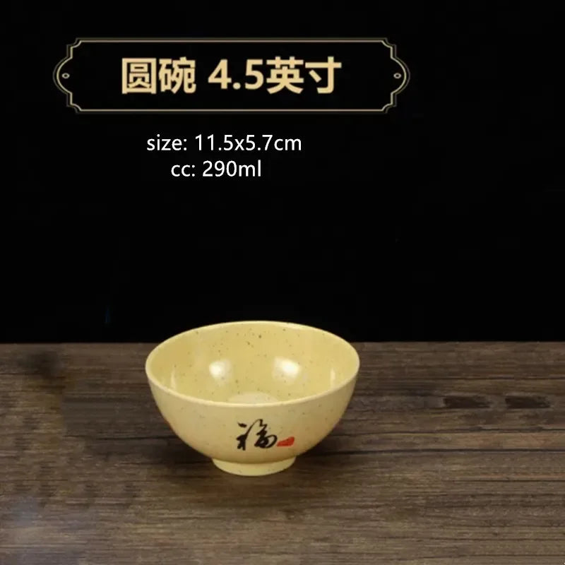 1pc Chinese Style Melamine Plate Not Easily Broken Plastic Dinner Plates Noodle Bowl Household Tableware Kitchen Accessories