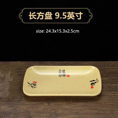 1pc Chinese Style Melamine Plate Not Easily Broken Plastic Dinner Plates Noodle Bowl Household Tableware Kitchen Accessories