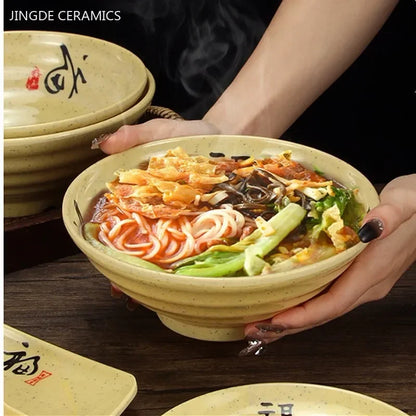 1pc Chinese Style Melamine Plate Not Easily Broken Plastic Dinner Plates Noodle Bowl Household Tableware Kitchen Accessories