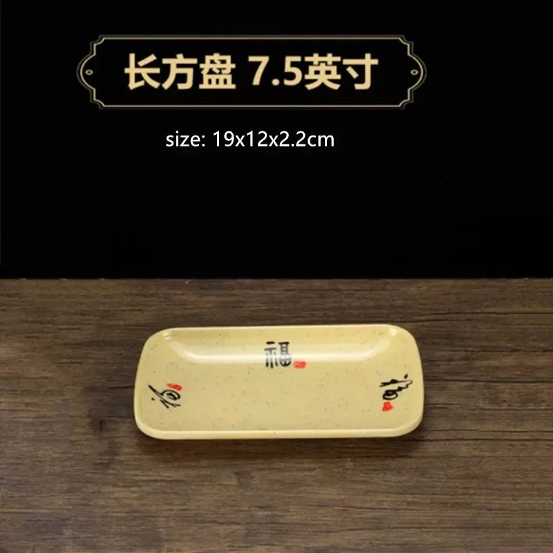 1pc Chinese Style Melamine Plate Not Easily Broken Plastic Dinner Plates Noodle Bowl Household Tableware Kitchen Accessories