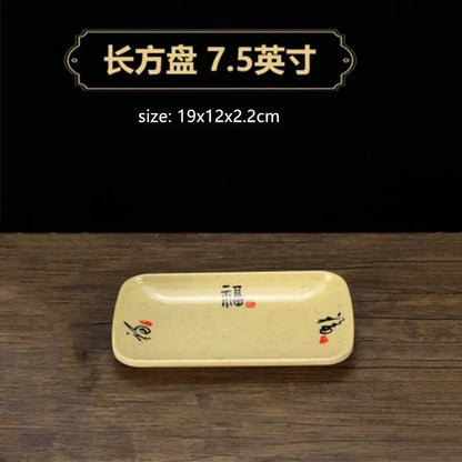1pc Chinese Style Melamine Plate Not Easily Broken Plastic Dinner Plates Noodle Bowl Household Tableware Kitchen Accessories