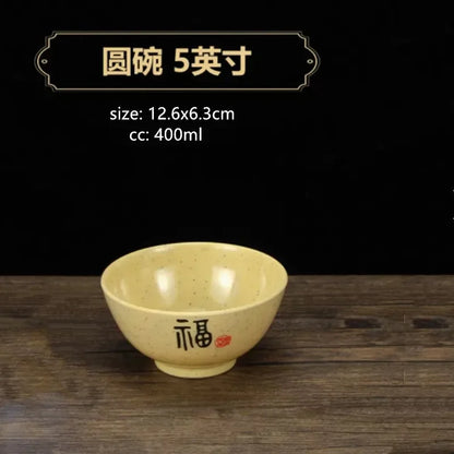 1pc Chinese Style Melamine Plate Not Easily Broken Plastic Dinner Plates Noodle Bowl Household Tableware Kitchen Accessories