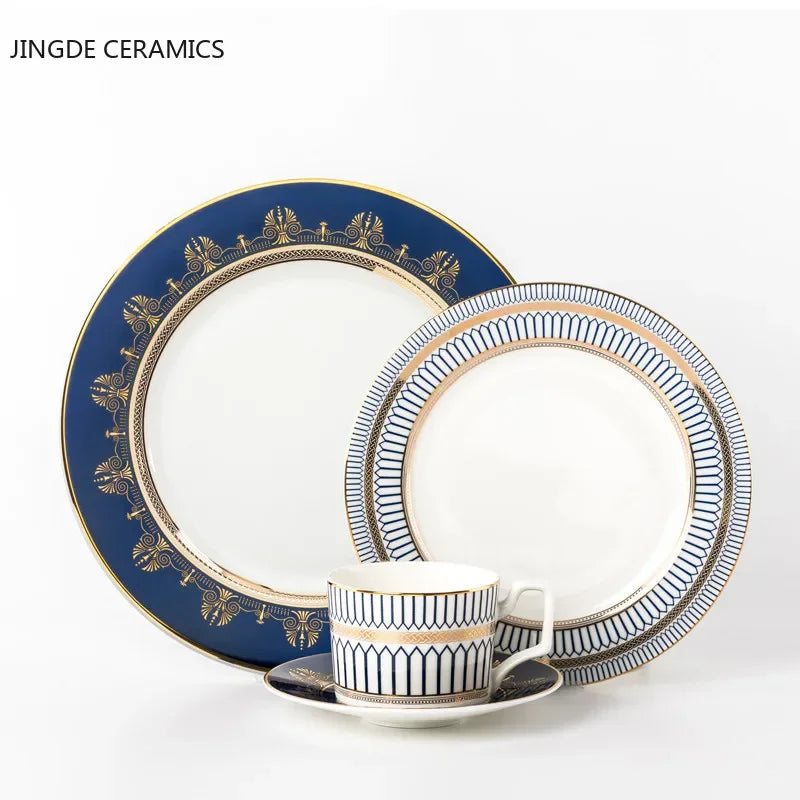 1pc European Style Ceramic Plate Dish Breakfast Dishes Serving Tray Cake Steak Salad Dish Restaurant Kitchen Tableware Ornament