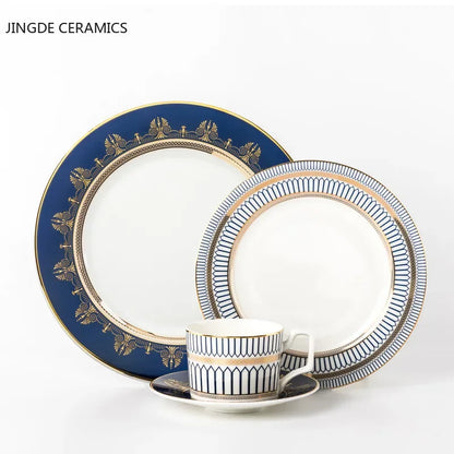 1pc European Style Ceramic Plate Dish Breakfast Dishes Serving Tray Cake Steak Salad Dish Restaurant Kitchen Tableware Ornament