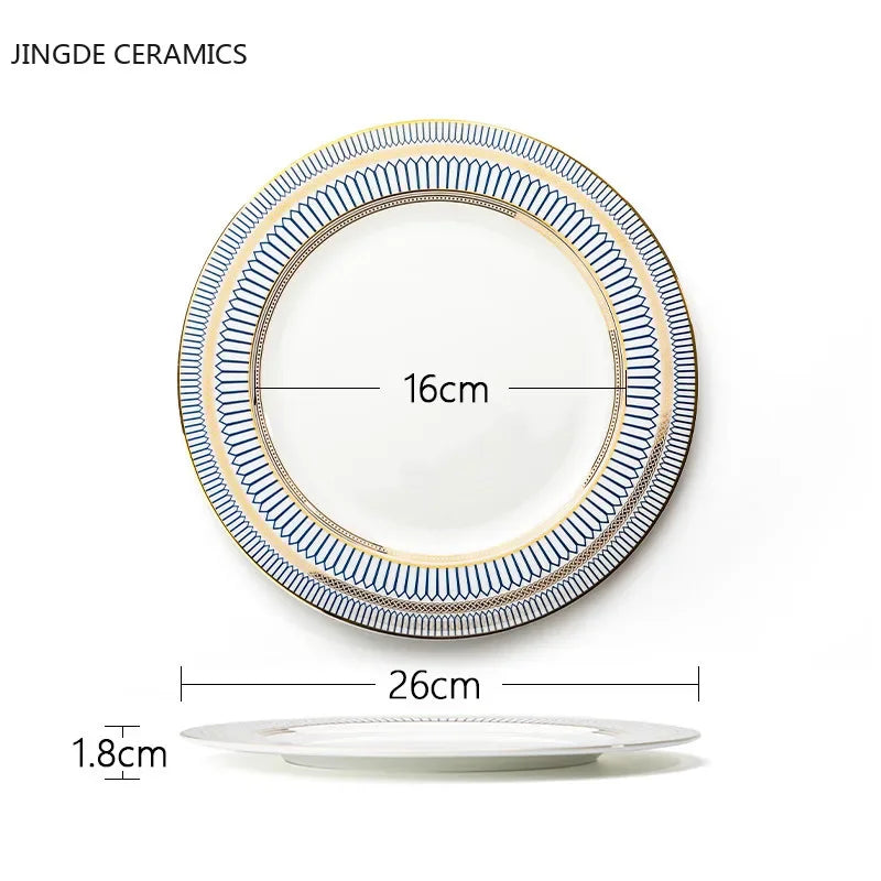 1pc European Style Ceramic Plate Dish Breakfast Dishes Serving Tray Cake Steak Salad Dish Restaurant Kitchen Tableware Ornament