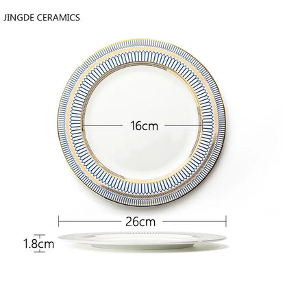 1pc European Style Ceramic Plate Dish Breakfast Dishes Serving Tray Cake Steak Salad Dish Restaurant Kitchen Tableware Ornament