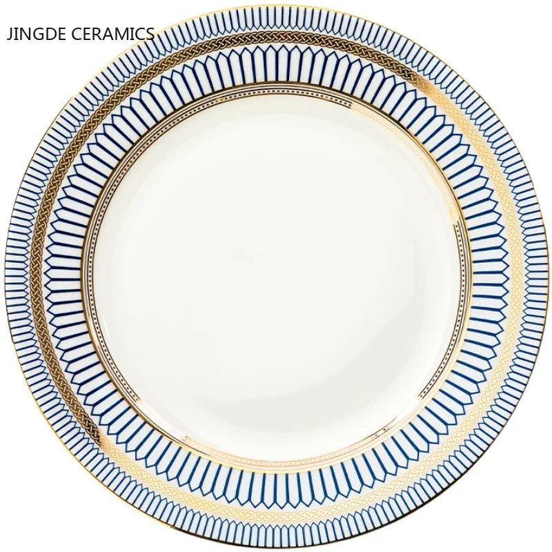 1pc European Style Ceramic Plate Dish Breakfast Dishes Serving Tray Cake Steak Salad Dish Restaurant Kitchen Tableware Ornament