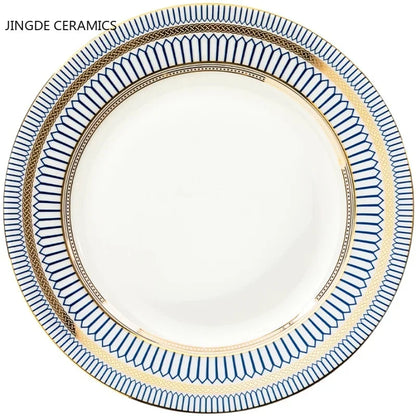 1pc European Style Ceramic Plate Dish Breakfast Dishes Serving Tray Cake Steak Salad Dish Restaurant Kitchen Tableware Ornament