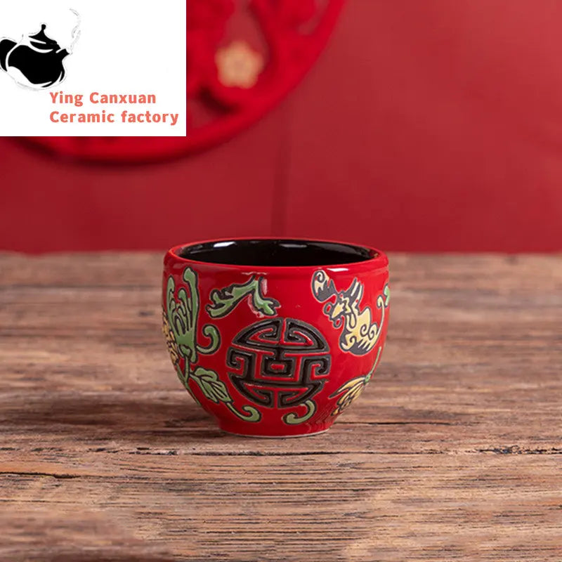 1pc Hand Painted Plum Ceramic Tea Cup Home Boutique Teacup Small Tea Bowl Portable Personal Single Cup Chinese Tea Set Supplies