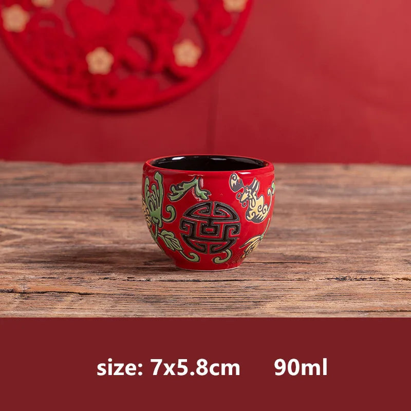 1pc Hand Painted Plum Ceramic Tea Cup Home Boutique Teacup Small Tea Bowl Portable Personal Single Cup Chinese Tea Set Supplies