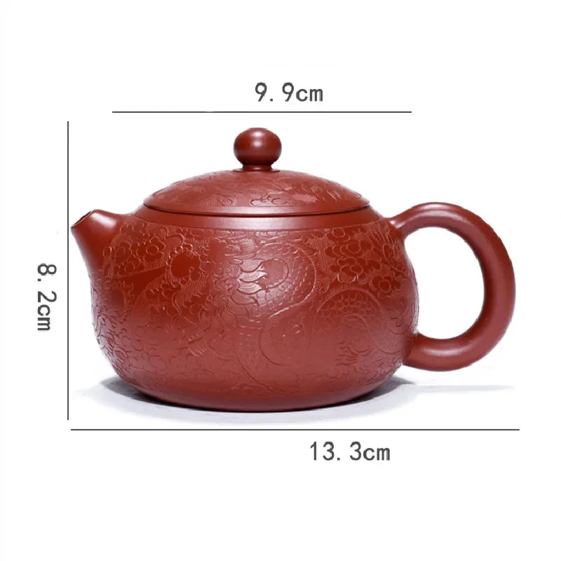 1pc Hand-carved Purple Clay Teapot Handprint Dragon Pattern Raw Ore Dahongpao Kettle Yixing Famous Tea Pot Teaware Tea Ceremony