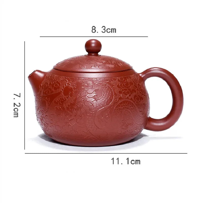 1pc Hand-carved Purple Clay Teapot Handprint Dragon Pattern Raw Ore Dahongpao Kettle Yixing Famous Tea Pot Teaware Tea Ceremony