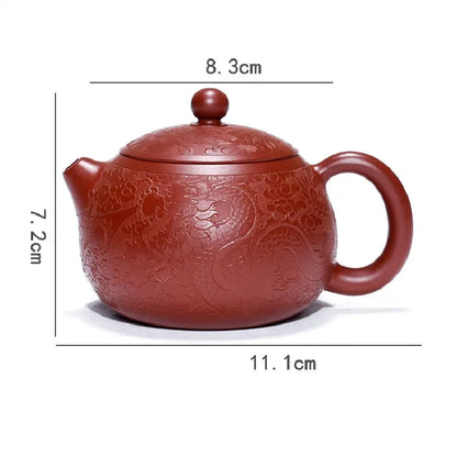 1pc Hand-carved Purple Clay Teapot Handprint Dragon Pattern Raw Ore Dahongpao Kettle Yixing Famous Tea Pot Teaware Tea Ceremony