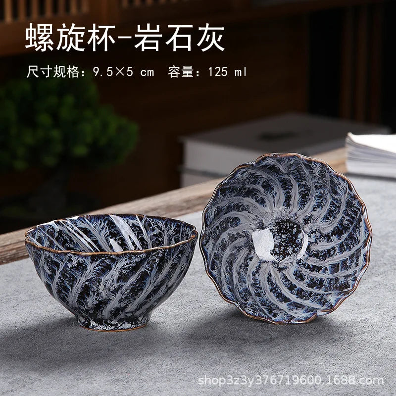 1pc Kiln Change China Ceramic Tea Cup Temmoku Glaze Porcelain Kung Fu Cups Set Pottery Jianzhan Drinkware Tableware Wholesale