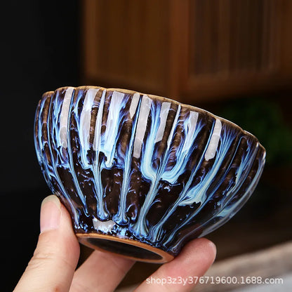 1pc Kiln Change China Ceramic Tea Cup Temmoku Glaze Porcelain Kung Fu Cups Set Pottery Jianzhan Drinkware Tableware Wholesale