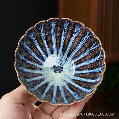 1pc Kiln Change China Ceramic Tea Cup Temmoku Glaze Porcelain Kung Fu Cups Set Pottery Jianzhan Drinkware Tableware Wholesale