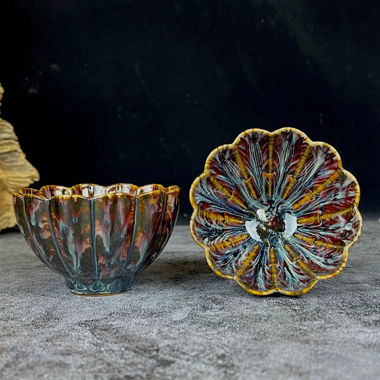 1pc Kiln Change China Ceramic Tea Cup Temmoku Glaze Porcelain Kung Fu Cups Set Pottery Jianzhan Drinkware Tableware Wholesale