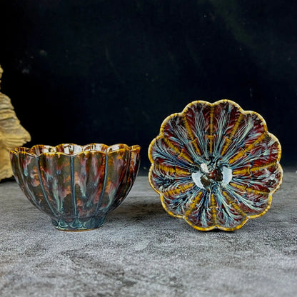 1pc Kiln Change China Ceramic Tea Cup Temmoku Glaze Porcelain Kung Fu Cups Set Pottery Jianzhan Drinkware Tableware Wholesale