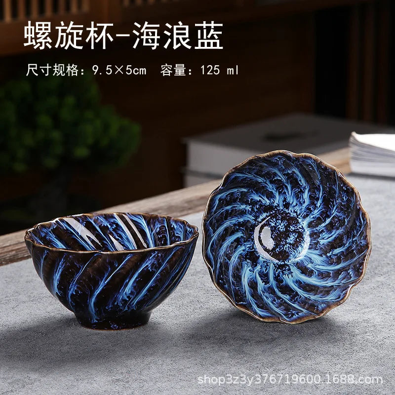 1pc Kiln Change China Ceramic Tea Cup Temmoku Glaze Porcelain Kung Fu Cups Set Pottery Jianzhan Drinkware Tableware Wholesale