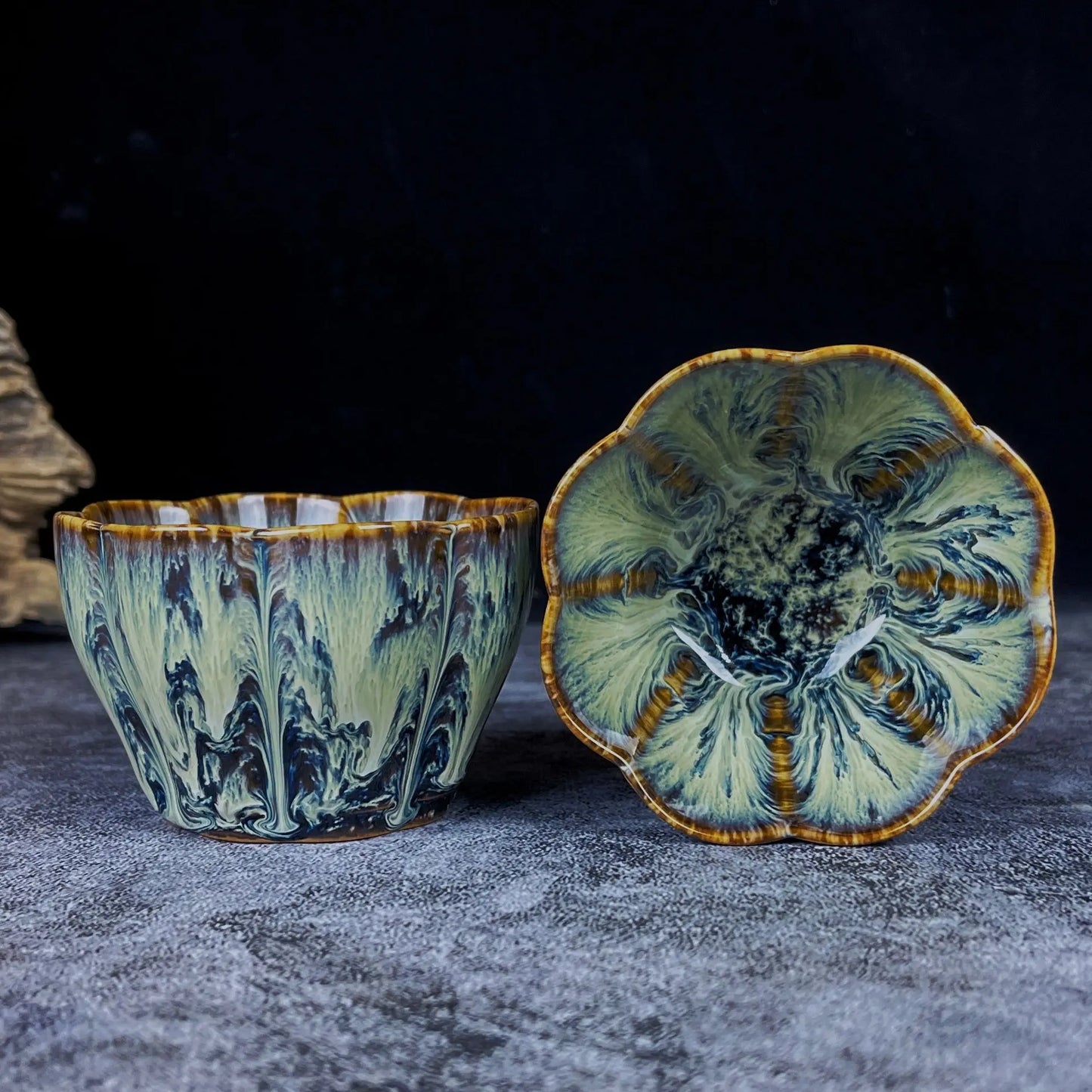 1pc Kiln Change China Ceramic Tea Cup Temmoku Glaze Porcelain Kung Fu Cups Set Pottery Jianzhan Drinkware Tableware Wholesale