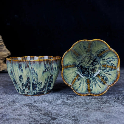 1pc Kiln Change China Ceramic Tea Cup Temmoku Glaze Porcelain Kung Fu Cups Set Pottery Jianzhan Drinkware Tableware Wholesale