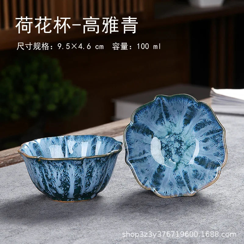 1pc Kiln Change China Ceramic Tea Cup Temmoku Glaze Porcelain Kung Fu Cups Set Pottery Jianzhan Drinkware Tableware Wholesale