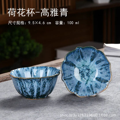 1pc Kiln Change China Ceramic Tea Cup Temmoku Glaze Porcelain Kung Fu Cups Set Pottery Jianzhan Drinkware Tableware Wholesale