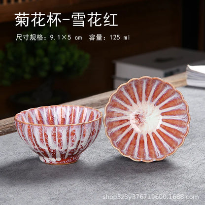 1pc Kiln Change China Ceramic Tea Cup Temmoku Glaze Porcelain Kung Fu Cups Set Pottery Jianzhan Drinkware Tableware Wholesale