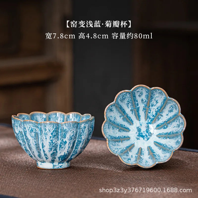 1pc Kiln Change China Ceramic Tea Cup Temmoku Glaze Porcelain Kung Fu Cups Set Pottery Jianzhan Drinkware Tableware Wholesale