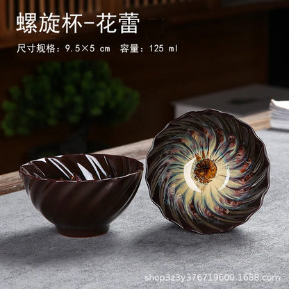 1pc Kiln Change China Ceramic Tea Cup Temmoku Glaze Porcelain Kung Fu Cups Set Pottery Jianzhan Drinkware Tableware Wholesale