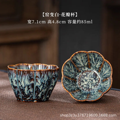 1pc Kiln Change China Ceramic Tea Cup Temmoku Glaze Porcelain Kung Fu Cups Set Pottery Jianzhan Drinkware Tableware Wholesale