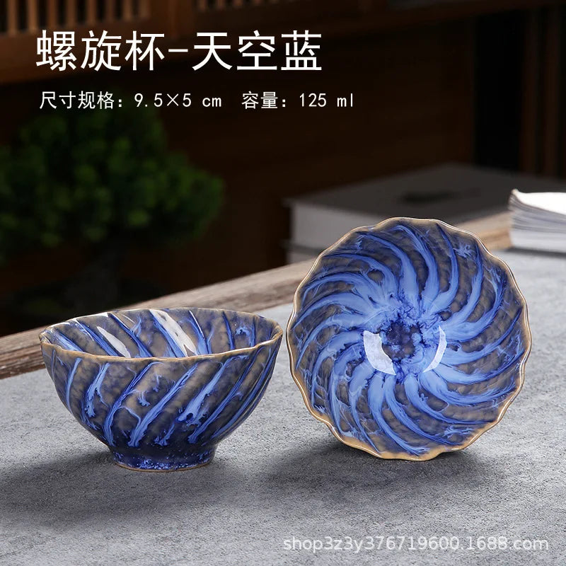 1pc Kiln Change China Ceramic Tea Cup Temmoku Glaze Porcelain Kung Fu Cups Set Pottery Jianzhan Drinkware Tableware Wholesale