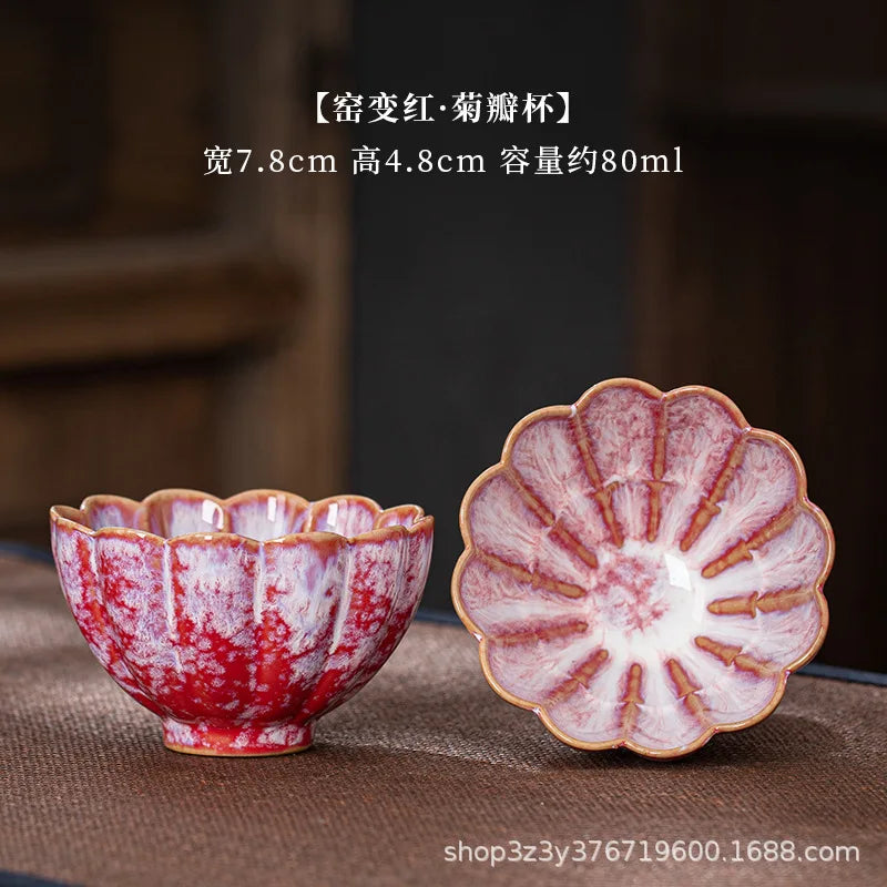 1pc Kiln Change China Ceramic Tea Cup Temmoku Glaze Porcelain Kung Fu Cups Set Pottery Jianzhan Drinkware Tableware Wholesale