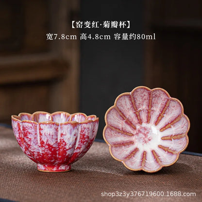 1pc Kiln Change China Ceramic Tea Cup Temmoku Glaze Porcelain Kung Fu Cups Set Pottery Jianzhan Drinkware Tableware Wholesale